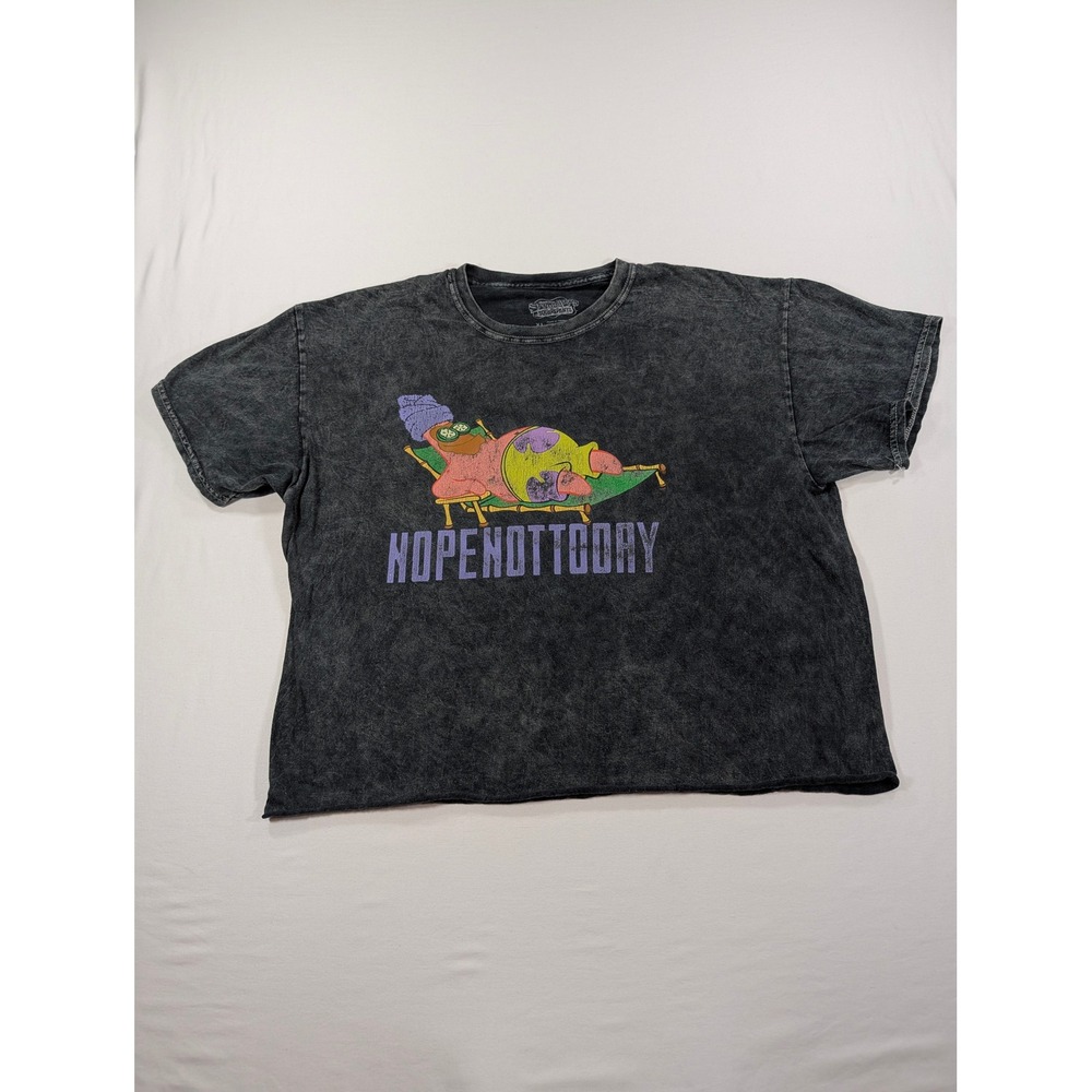 Spongebob Patrick Star Nope Not Today Acid Wash Crop Graphic T-Shirt XL